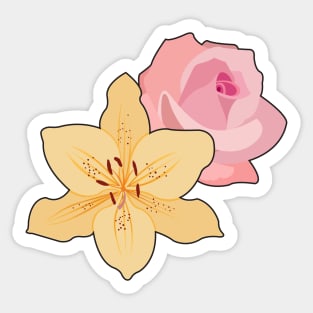 Pink Rose & Day Lily Sticker